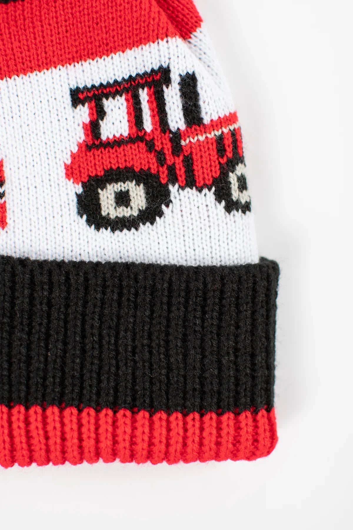 Red Tractor Knit Pom Beanie - Youth
