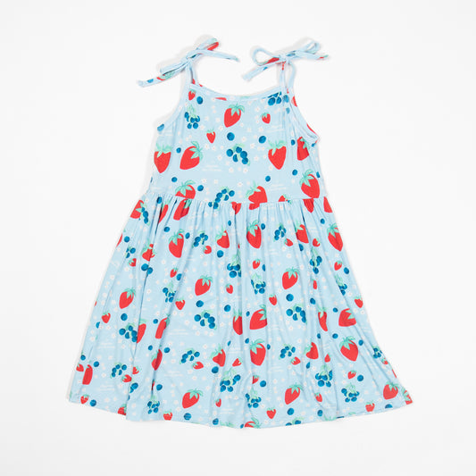 Red, White, & Blue Berries Toddler/Youth Bamboo Dress