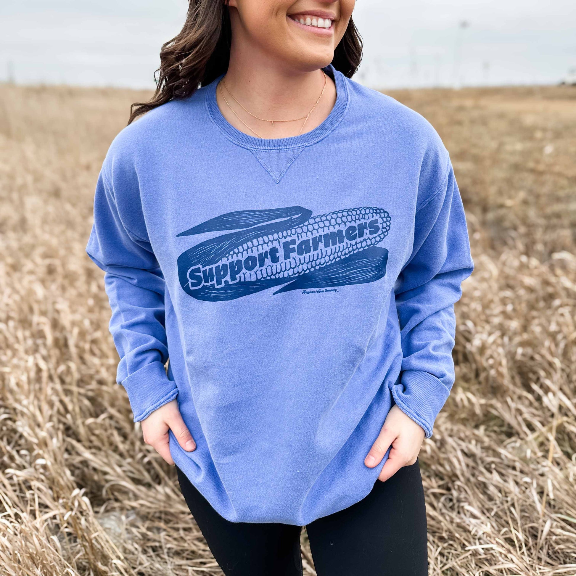 Retro Corn 'Support Farmers' Crewneck - American Farm Company