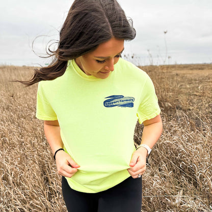 Retro Corn 'Support Farmers' Neon Yellow Tee - American Farm Company