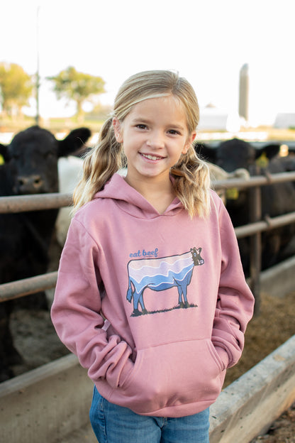Retro 'Eat Beef' Mauve Toddler/Youth Hoodie