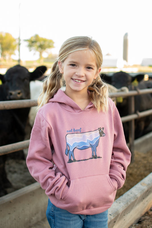 Retro 'Eat Beef' Mauve Toddler/Youth Hoodie