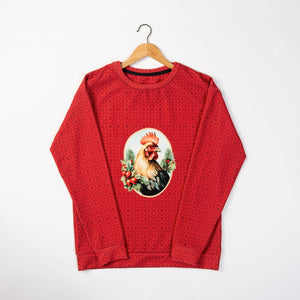 Rooster 'Ugly Christmas Sweater' Red Crewneck - American Farm Company