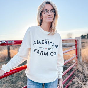 Rural USA Ivory Ribbed Crew