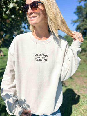 Rural USA Embroidered Cream Crewneck - American Farm Company