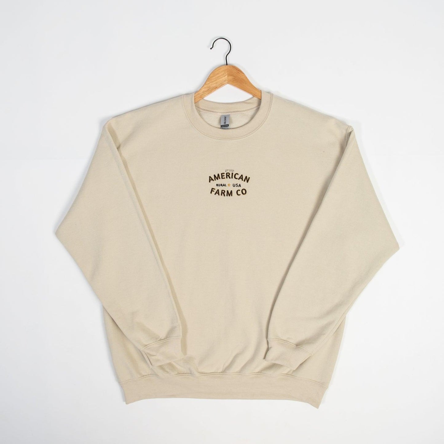 Rural USA Embroidered Cream Crewneck - American Farm Company