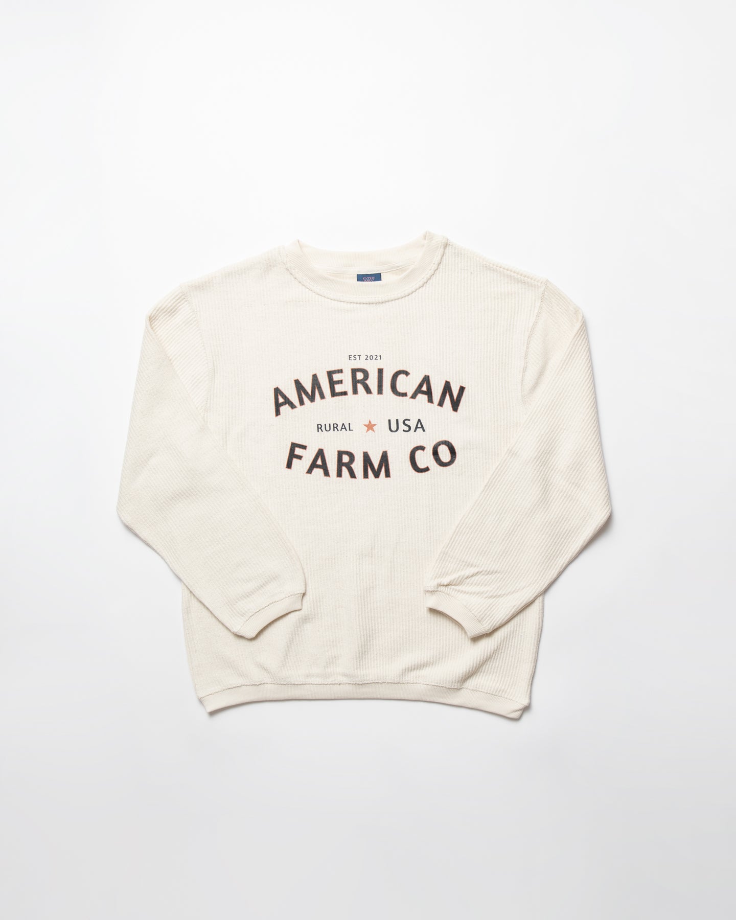 'Rural USA’ Ivory Ribbed Crew - American Farm Company