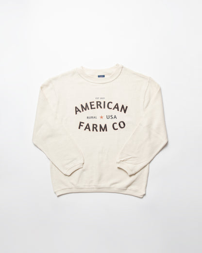 'Rural USA’ Ivory Ribbed Crew - American Farm Company