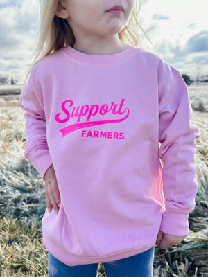 'Support Farmers Banner' Pink Crew- Toddler