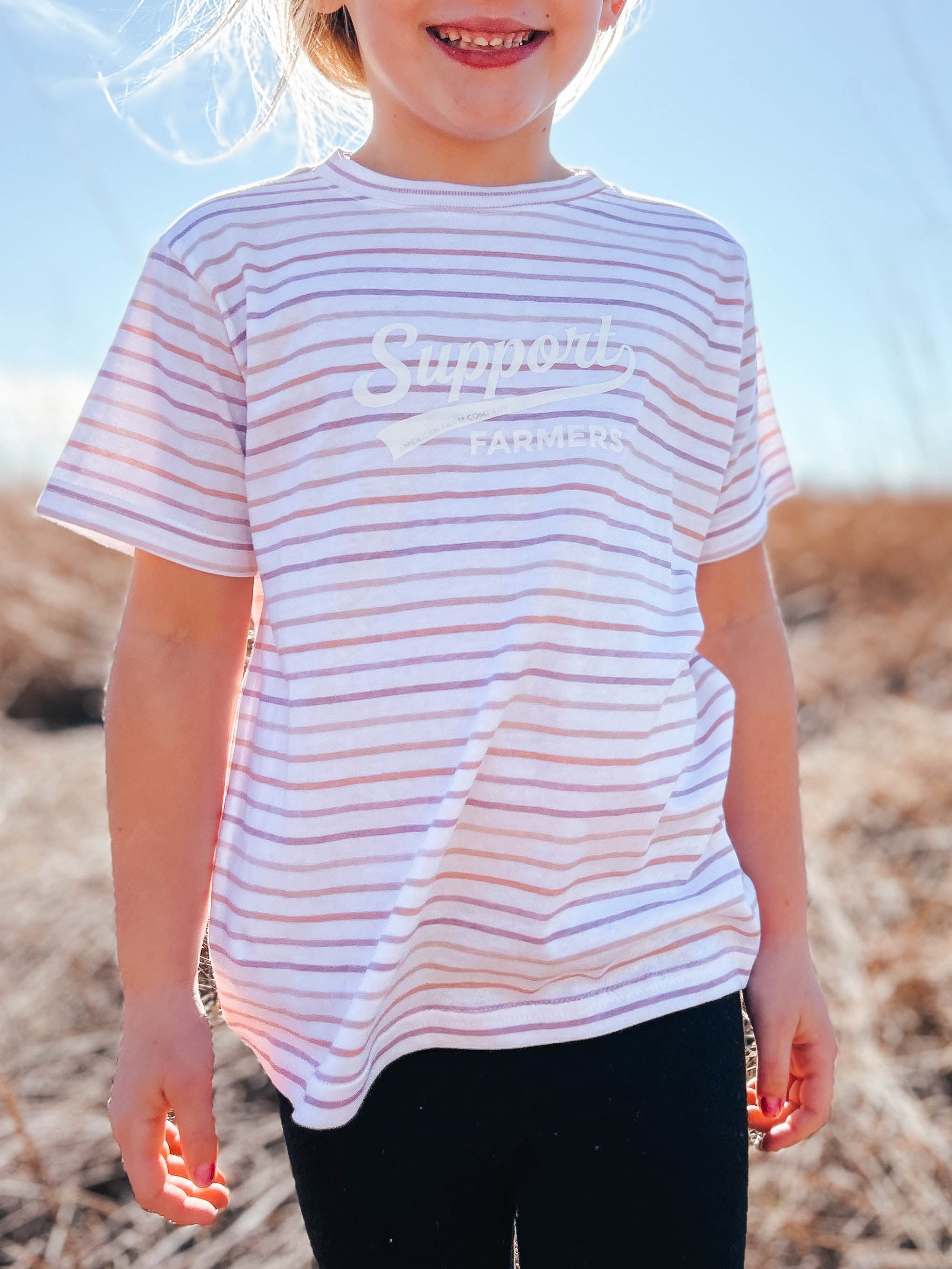 ‘Support Farmers Banner' Stripe Tee- Toddler