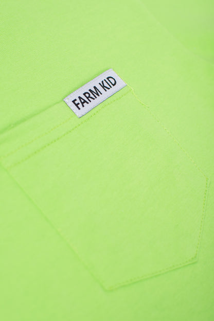 Bright Green 'Farm Kid' Cotton Toddler/Youth Pocket Tee