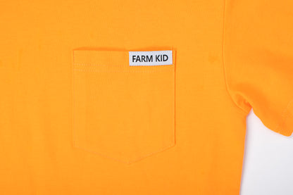 Bright Orange 'Farm Kid' Cotton Toddler/Youth Pocket Tee