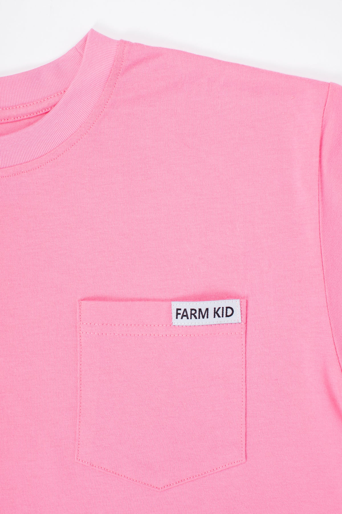 Bright Pink 'Farm Kid' Cotton Toddler/Youth Pocket Tee