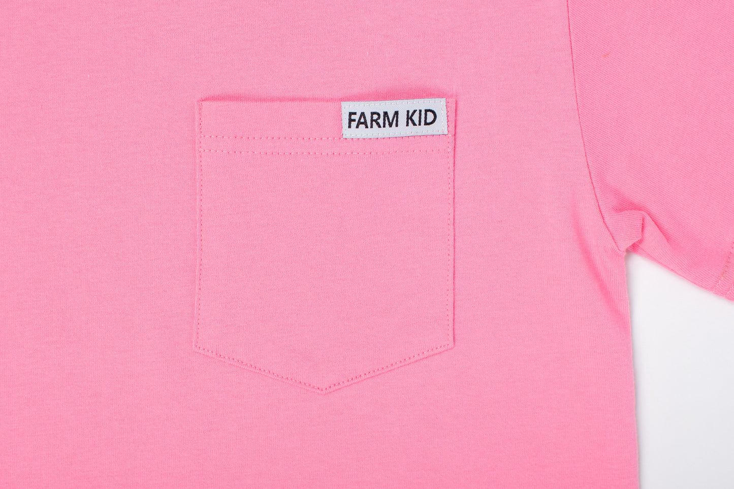 Bright Pink 'Farm Kid' Cotton Toddler/Youth Pocket Tee