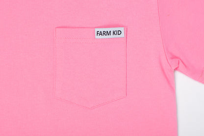 Bright Pink 'Farm Kid' Cotton Toddler/Youth Pocket Tee