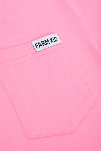 Bright Pink 'Farm Kid' Cotton Toddler/Youth Pocket Tee