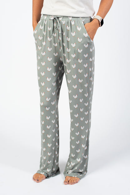 Sage Chicken Adult Bamboo Pajama Pants