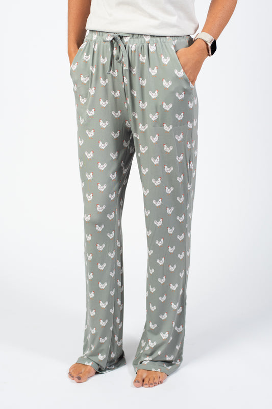 Sage Chicken Adult Bamboo Pajama Pants