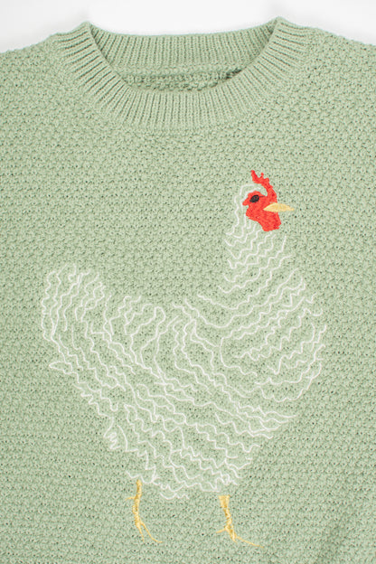 Sage Chicken Knit Sweater