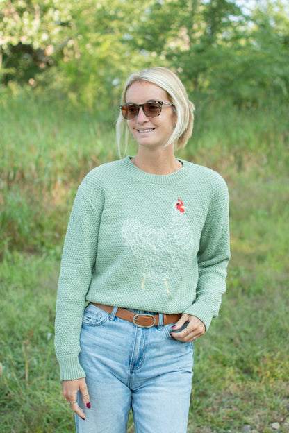 Sage Chicken Knit Sweater