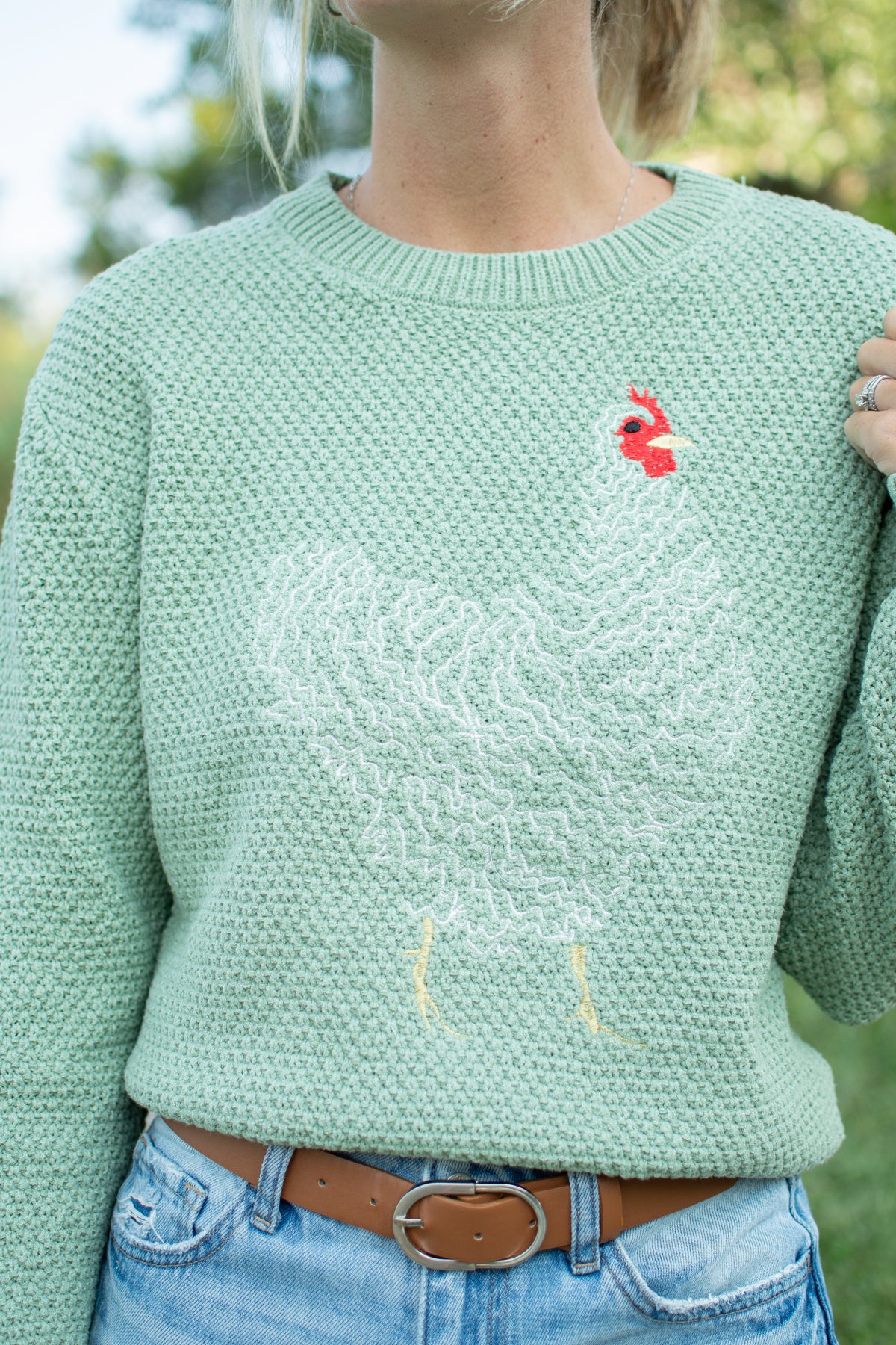 Sage Chicken Knit Sweater