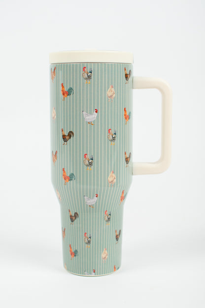 Sage Chicken Striped 40oz Water Tank Tumbler