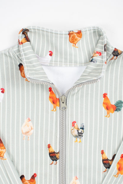 Sage Chicken Striped Toddler/Youth Zip-Up Jacket