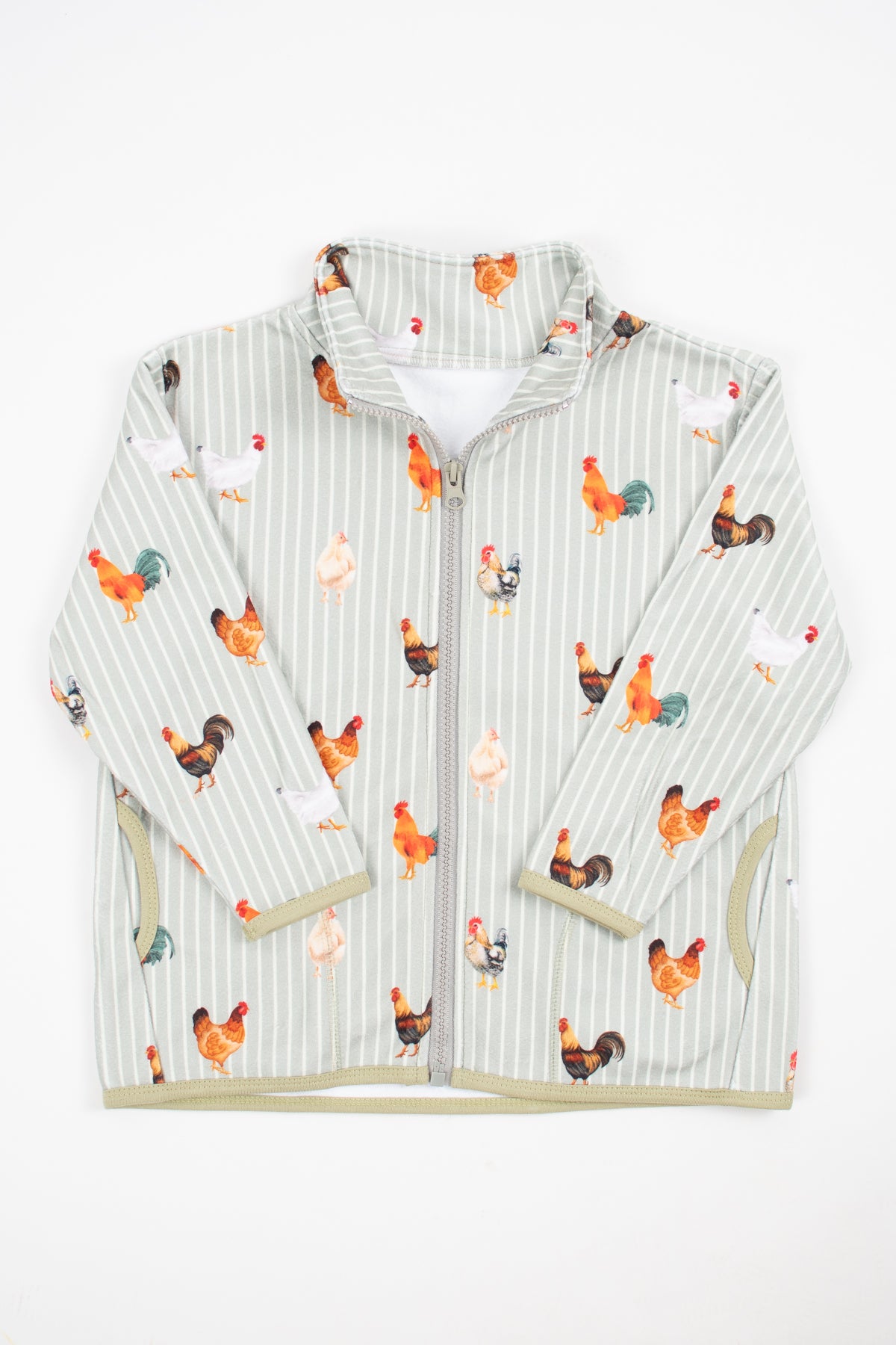 Sage Chicken Striped Toddler/Youth Zip-Up Jacket