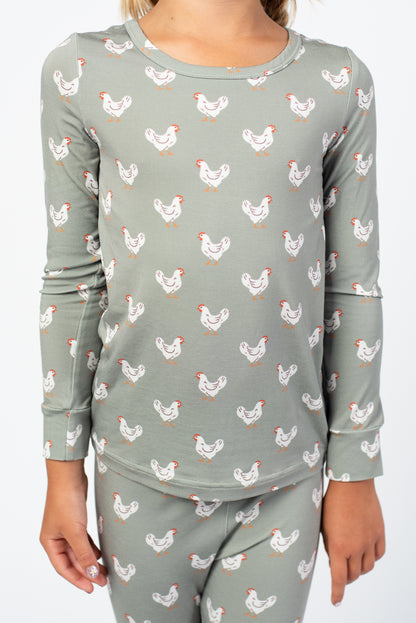 Sage Chickens Toddler/Youth Bamboo Pajama Set
