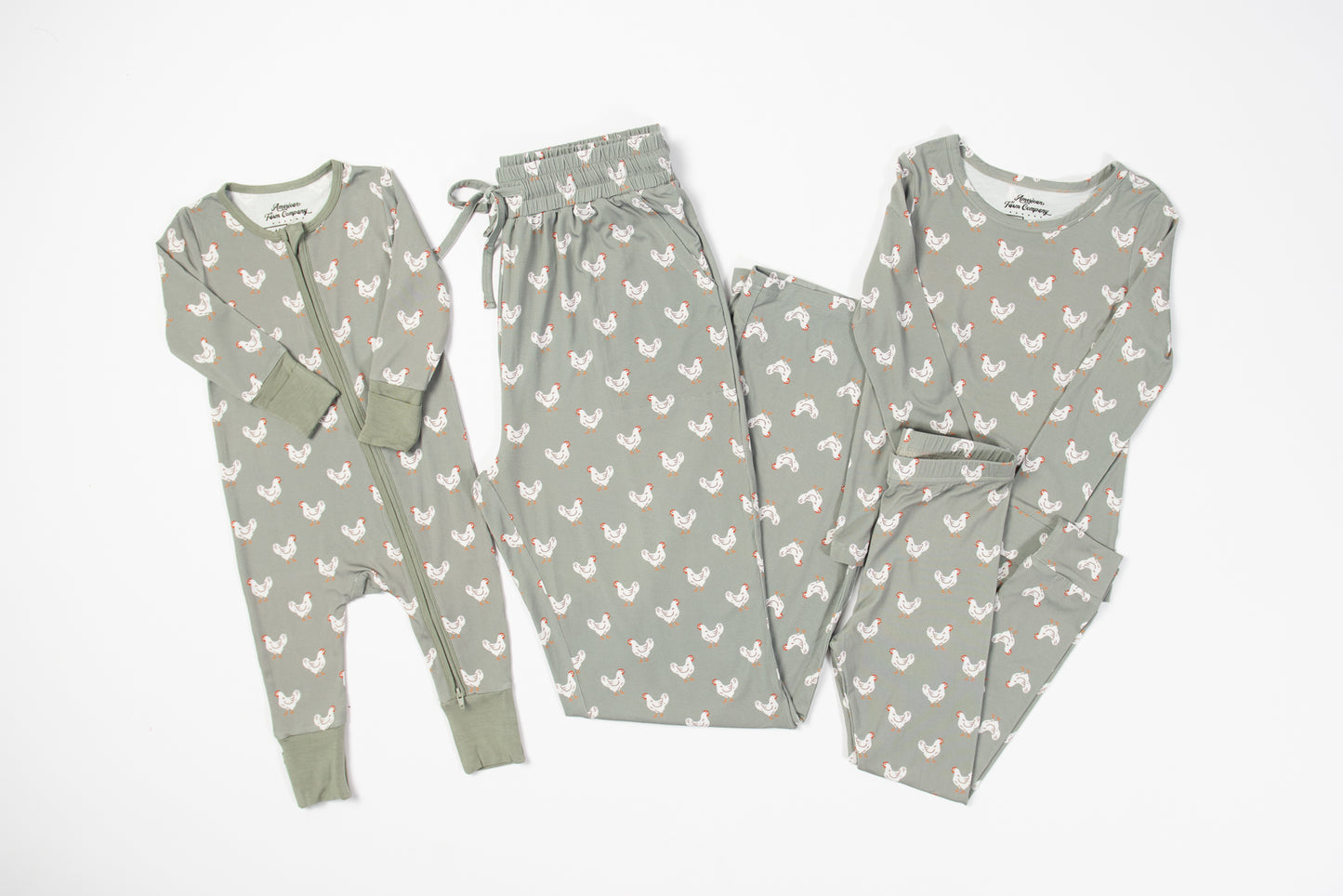 Sage Chickens Toddler/Youth Bamboo Pajama Set