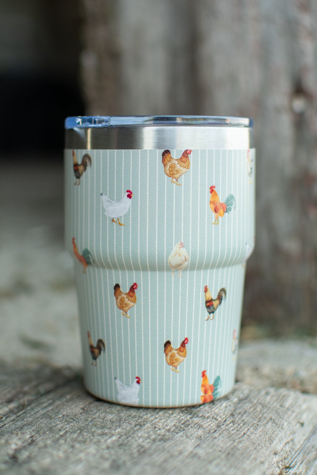 Sage Chicken Striped 12oz Little Tank Tumbler