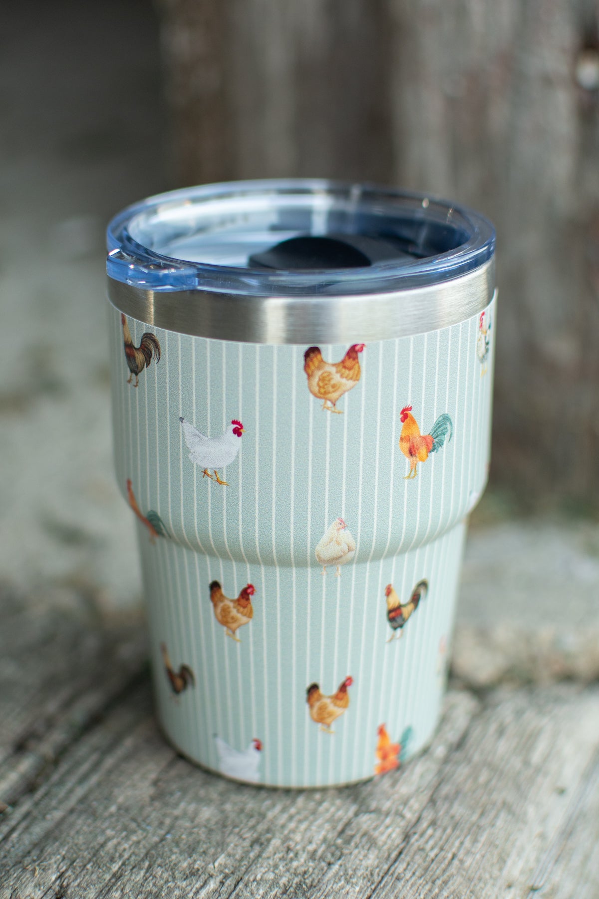 Sage Chicken Striped 12oz Little Tank Tumbler
