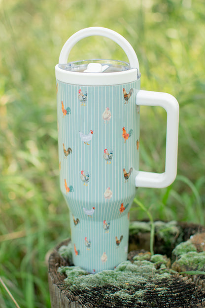 Sage Chicken Striped 40oz Water Tank Tumbler