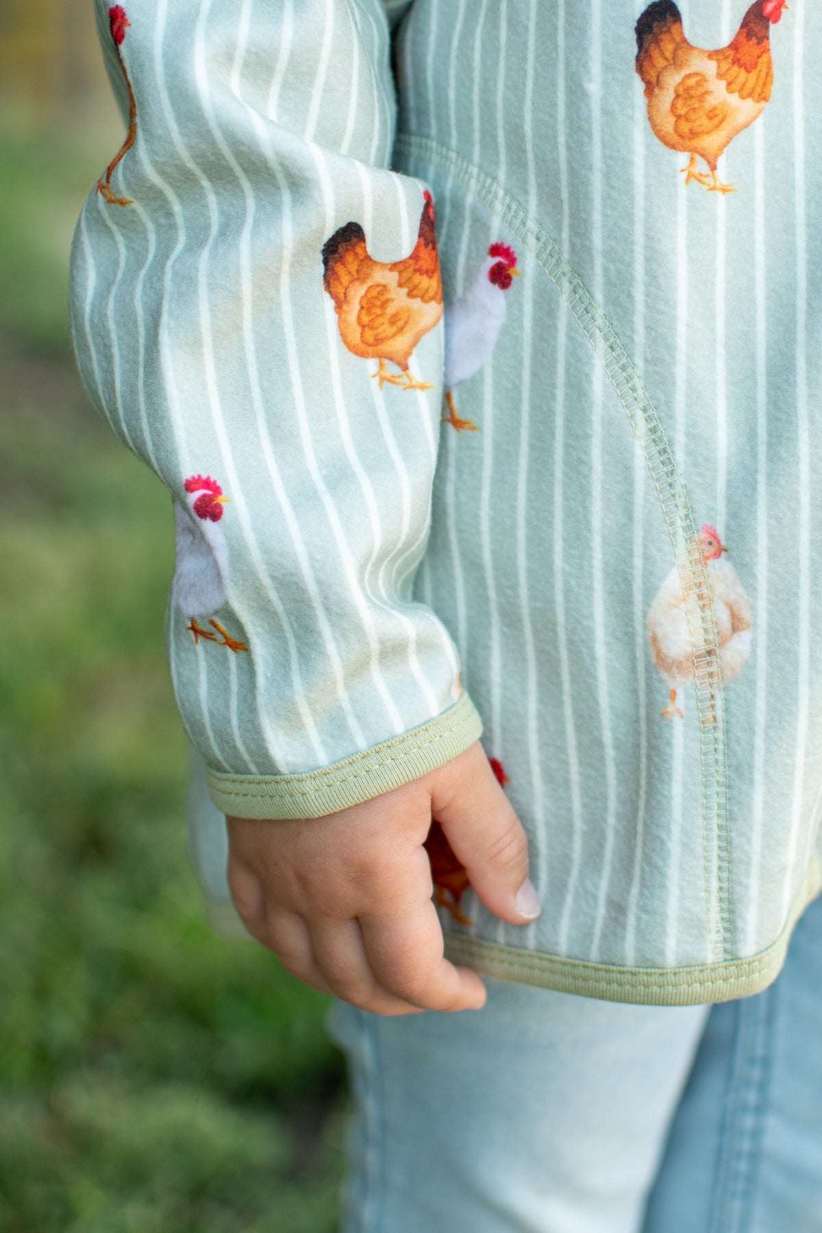 Sage Chicken Striped Toddler/Youth Zip-Up Jacket