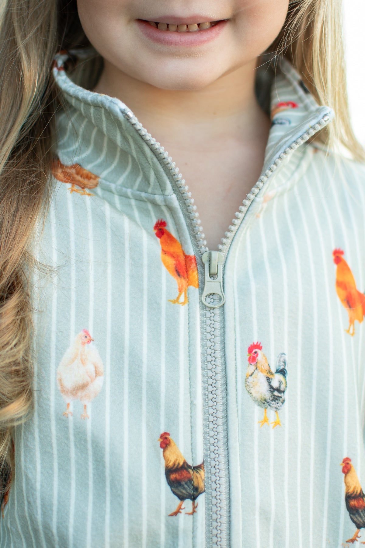 Sage Chicken Striped Toddler/Youth Zip-Up Jacket