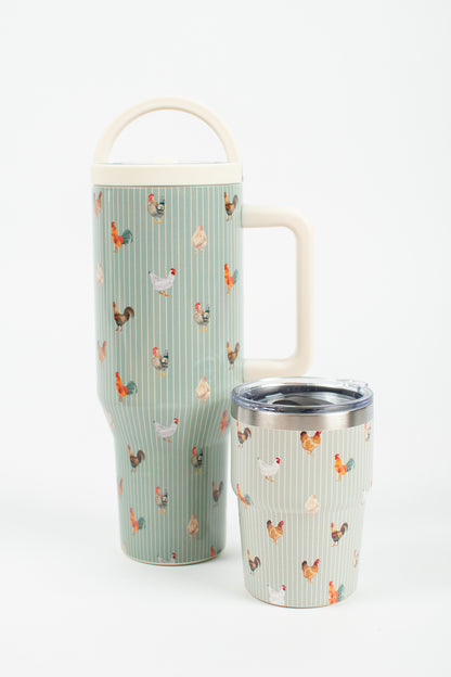 Sage Chicken Striped 40oz Water Tank Tumbler