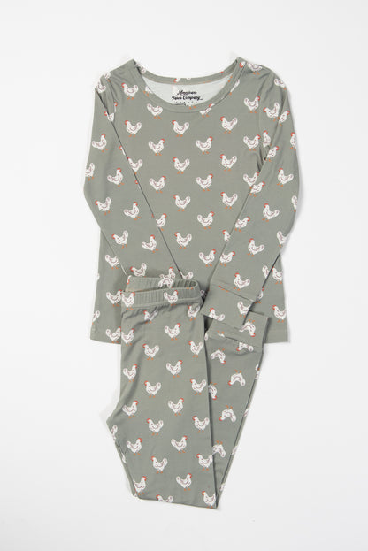 Sage Chickens Toddler/Youth Bamboo Pajama Set