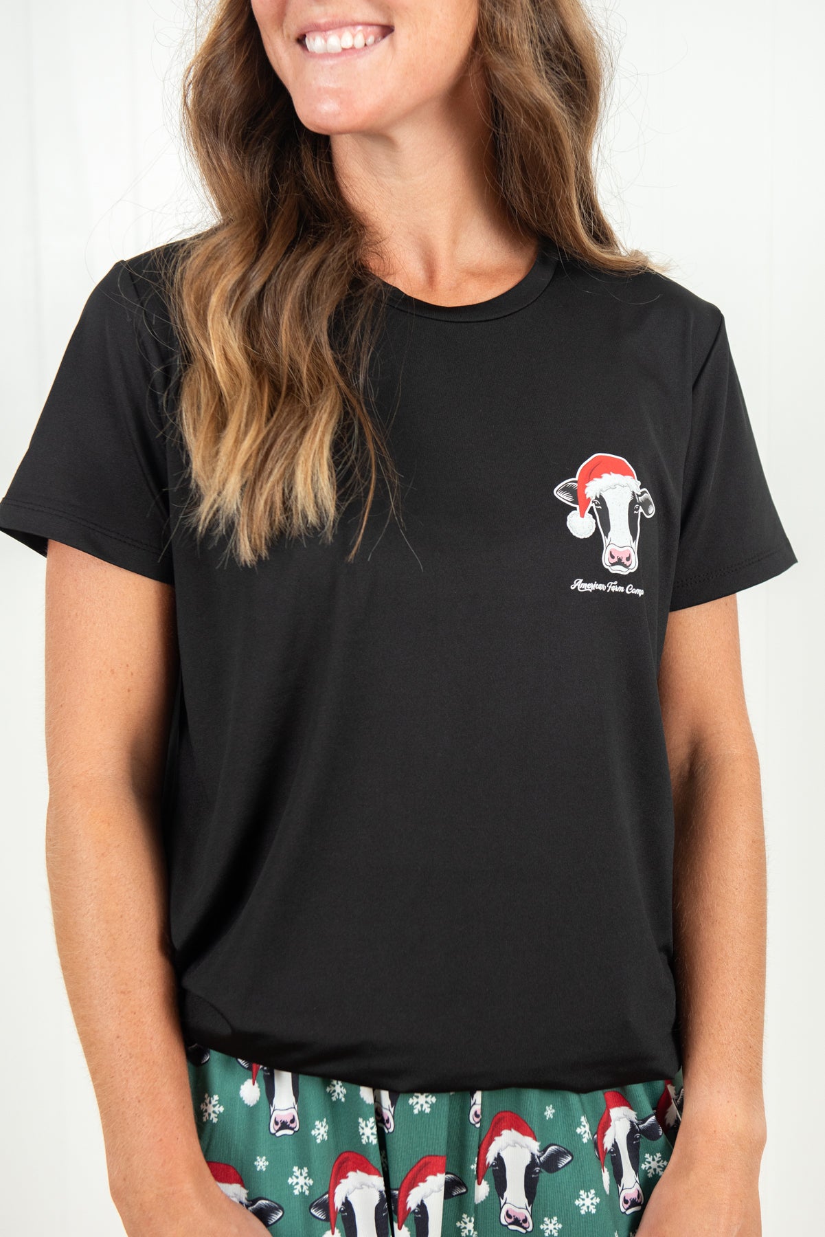 Santa Cows & Snowflakes Adult Pajama Shirt *PREORDER*