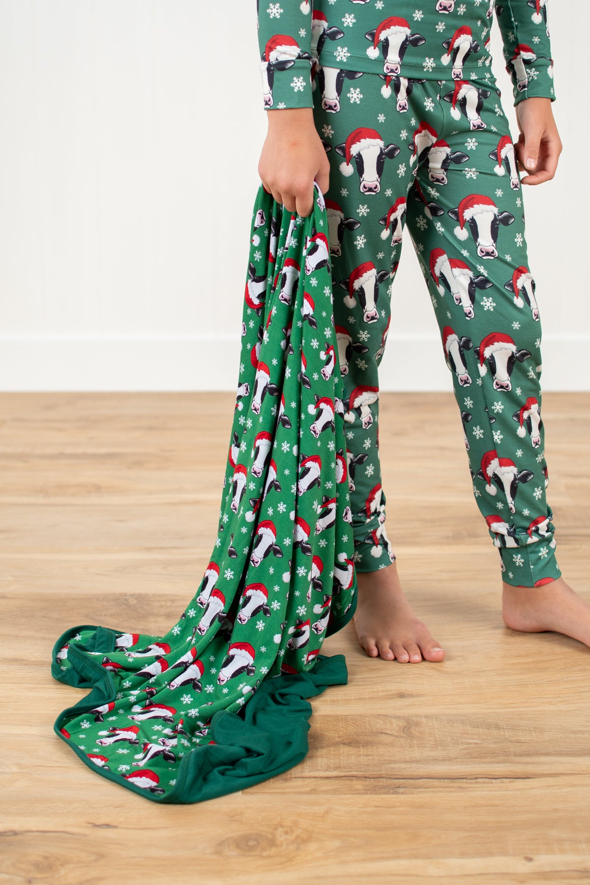 Santa Cows & Snowflakes Kids Bamboo Blanket