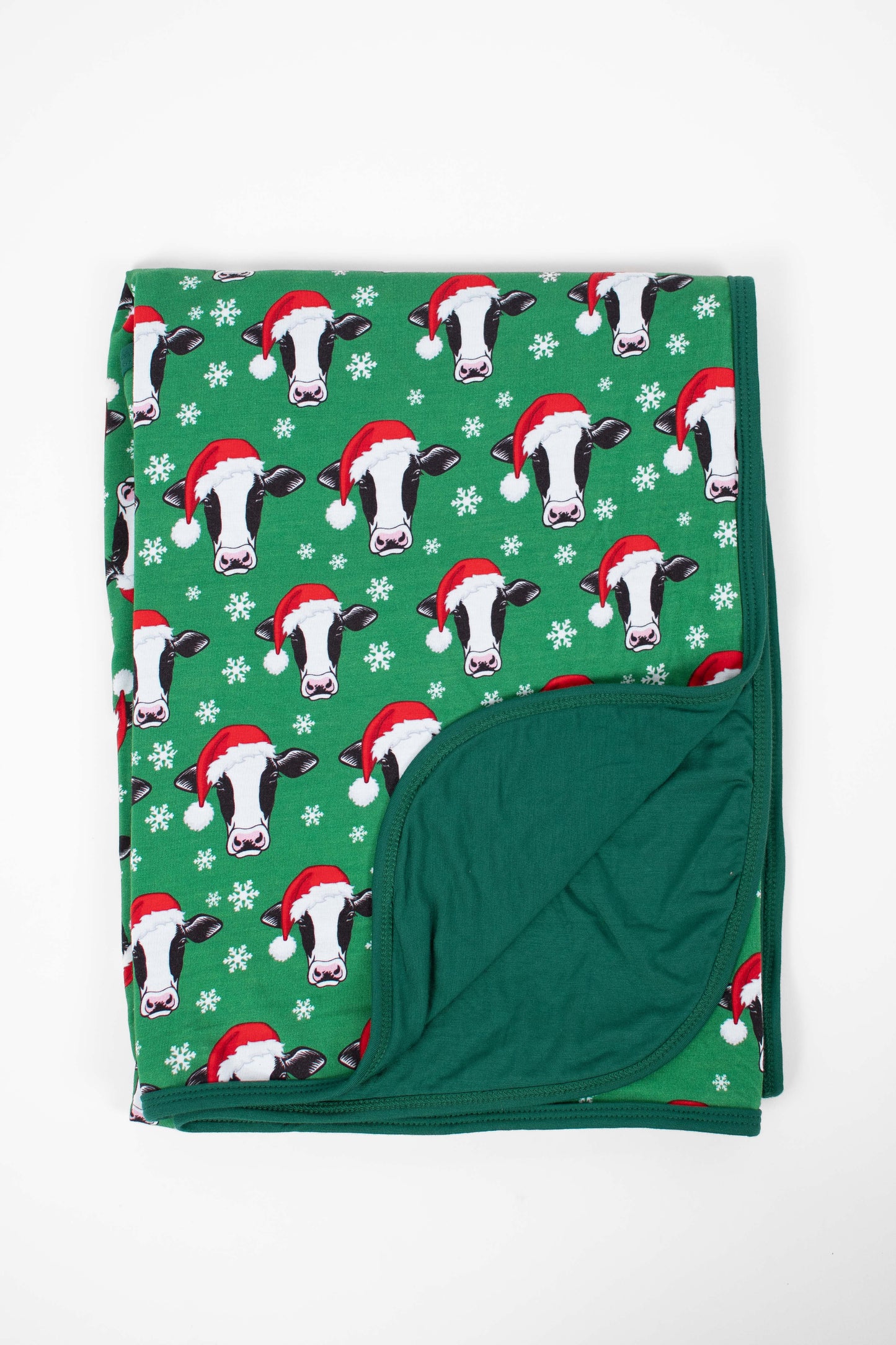 Santa Cows & Snowflakes Kids Bamboo Blanket