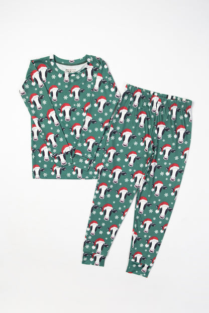 Santa Cows & Snowflakes Toddler/Youth Pajama Set *PREORDER*
