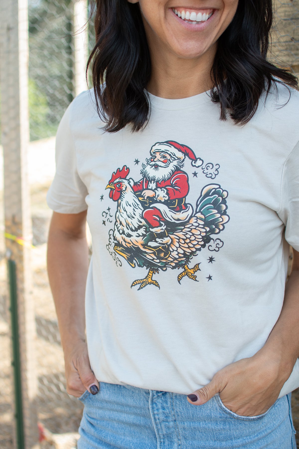 Santa Riding Chicken Tee