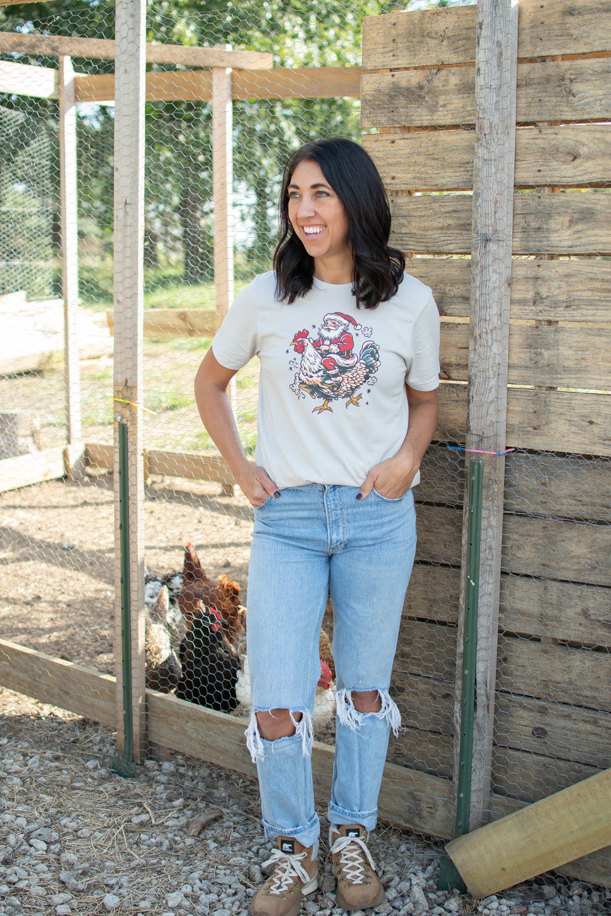 Santa Riding Chicken Tee