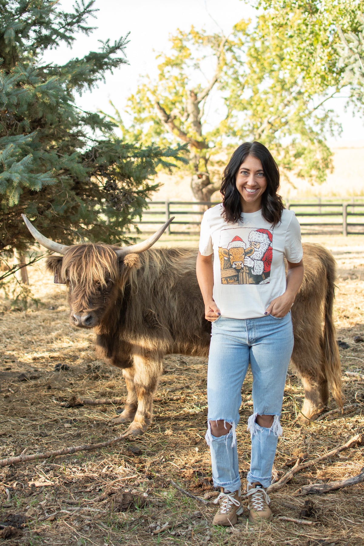 Santa with Calf Christmas Tee