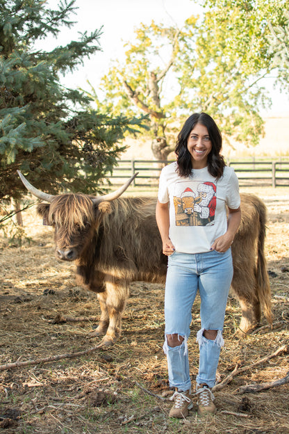 Santa with Calf Christmas Tee