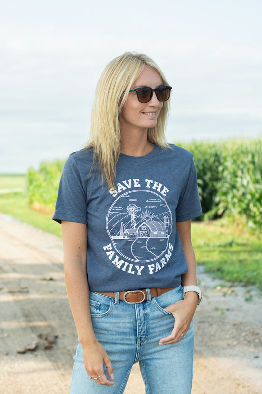 ‘Save The Family Farms’ Blue Tee
