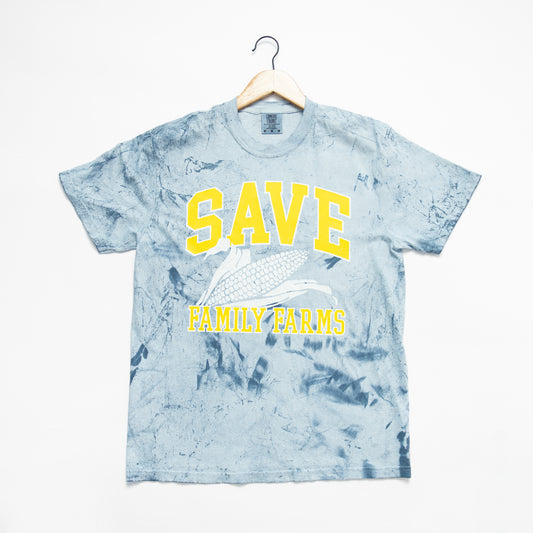 'Save Family Farms' Blue Colorblast Tee - American Farm Company