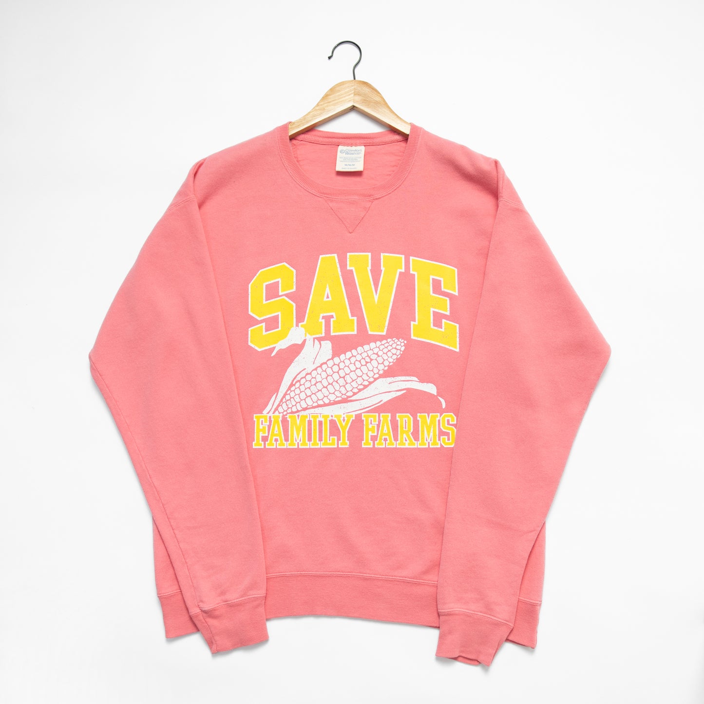 'Save Family Farms' Coral Crewneck