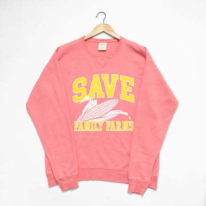 'Save Family Farms' Coral Crewneck