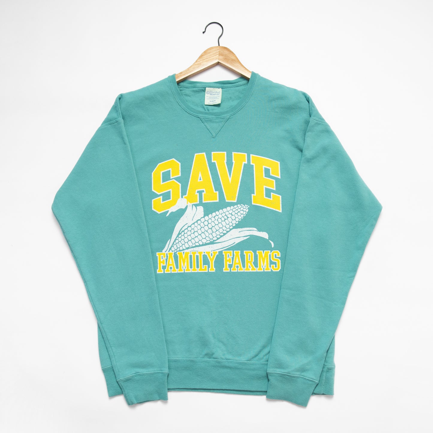 'Save Family Farms' Teal Crewneck